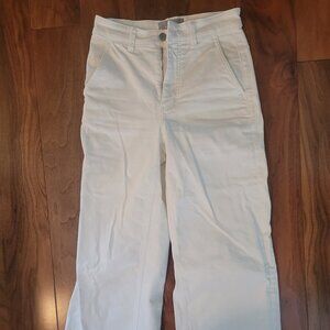Everlane white denim cropped flair/wide leg pants